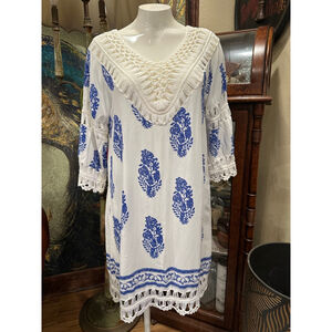 Women's Highness White & Blue Floral Mini Dress L/XL